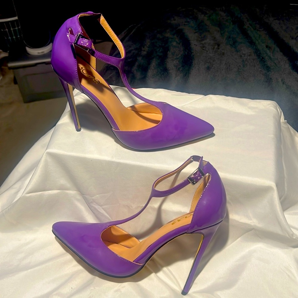 Purple T-Strap Heel